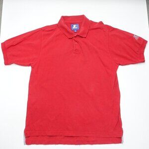 Starter Polo Shirt Men's Size L Red Short Sleeve Collared Side-Slit Regular-Fit